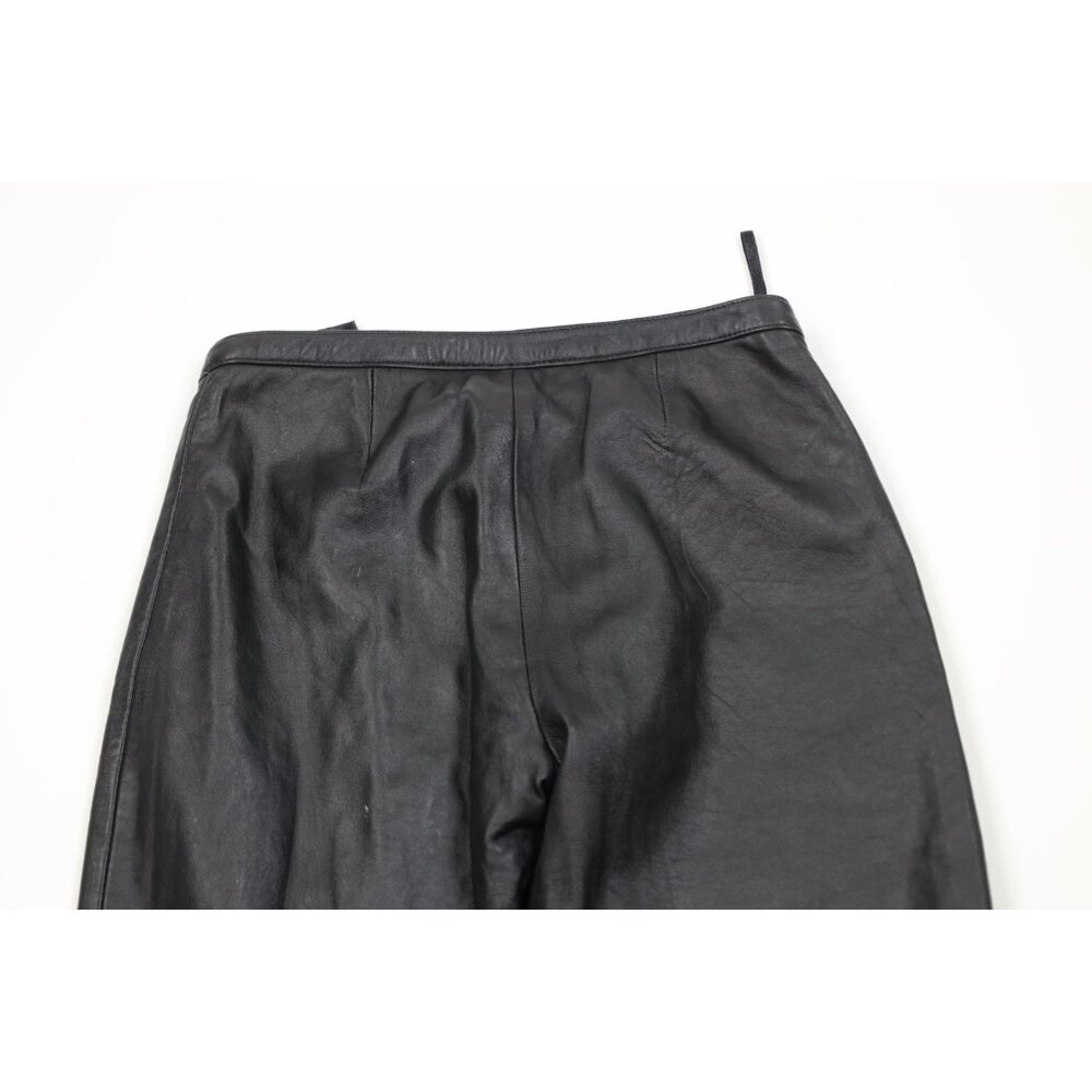 Vintage 90s Streetwear Womens 4 Distressed Soft Lambskin Leather Pants Black - Picture 12 of 15